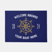 Welkom Aboard Geschenk Boot Eigenaren Navy Blauwe Deurmat (Voorkant)