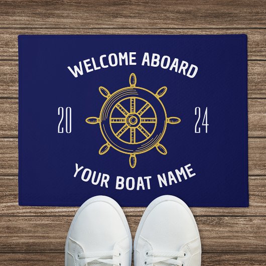 Welkom Aboard Geschenk Boot Eigenaren Navy Blauwe Deurmat