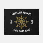 Welkom Aboard Geschenk Boot Eigenaren Zwart & Goud Deurmat (Voorkant)