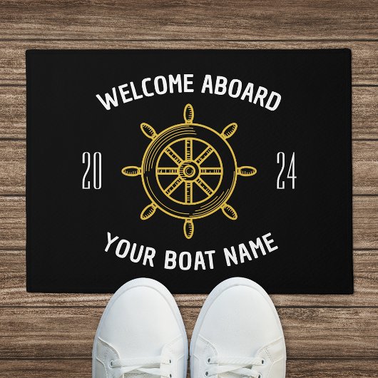 Welkom Aboard Geschenk Boot Eigenaren Zwart & Goud Deurmat