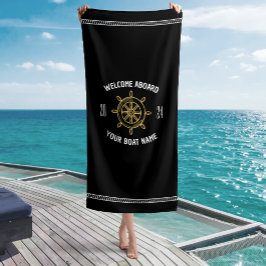 Welkom Aboard Geschenk voor Boot Eigenaren Zwart & Strandlaken