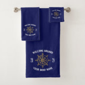 Welkom Aboard Geschenk voor Bootbezitters Navy Bla Bad Handdoek (Insitu)