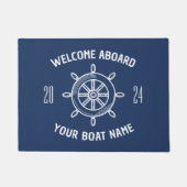 Welkom Aboard Geschenk voor Bootbezitters Navy Bla Deurmat (Voorkant)