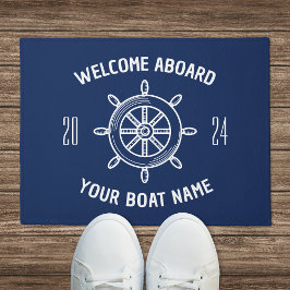 Welkom Aboard Geschenk voor Bootbezitters Navy Bla Deurmat