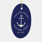 Welkom Aboard marvy white custom nautical anchor Keramisch Ornament (Rechts)