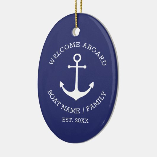 Welkom Aboard marvy white custom nautical anchor Keramisch Ornament (Links)