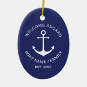 Welkom Aboard marvy white custom nautical anchor Keramisch Ornament (Voorkant)