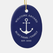 Welkom Aboard marvy white custom nautical anchor Keramisch Ornament (Achterkant)