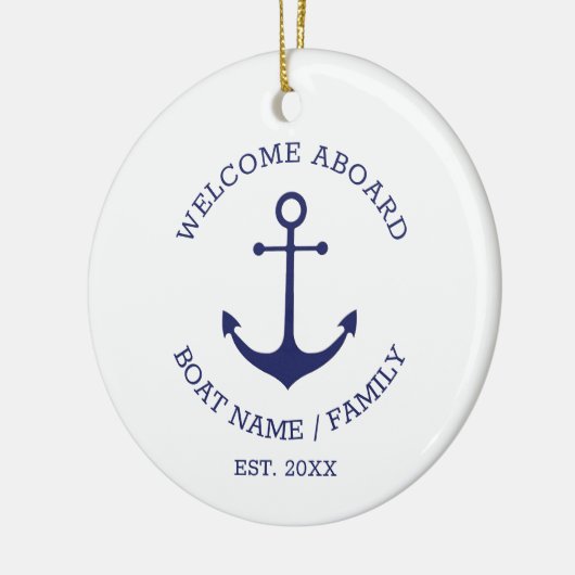 Welkom Aboard marvy white custom nautical anchor Keramisch Ornament (Links)