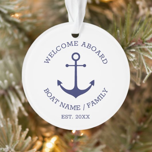 Welkom Aboard marvy white custom nautical anchor Ornament (Boom)