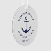 Welkom Aboard marvy white custom nautical anchor Ornament (voorkant)