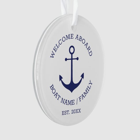 Welkom Aboard marvy white custom nautical anchor Ornament (voorkant)