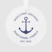 Welkom Aboard marvy white custom nautical anchor Ornament (achterkant)