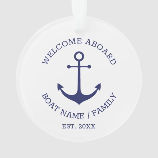 Welkom Aboard marvy white custom nautical anchor Ornament (achterkant)