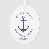 Welkom Aboard marvy white custom nautical anchor Ornament (voorkant)