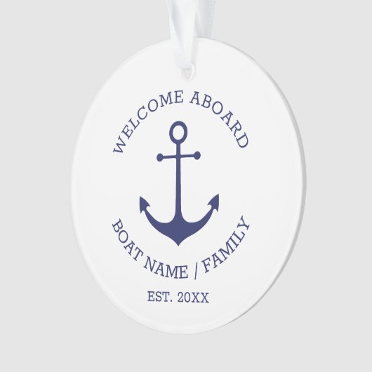 Welkom Aboard marvy white custom nautical anchor Ornament (voorkant)