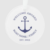Welkom Aboard marvy white custom nautical anchor Ornament (voorkant)