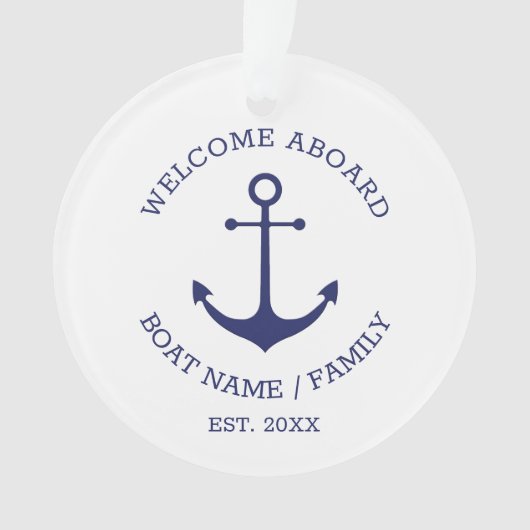 Welkom Aboard marvy white custom nautical anchor Ornament (voorkant)