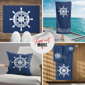 Welkom Aboard Navy Blue Aangepaste Bootnaam Strandlaken