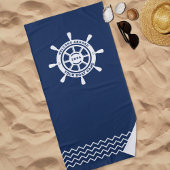 Welkom Aboard Navy Blue Aangepaste Bootnaam Strandlaken