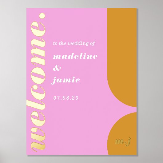 Welkom Abstracte bruiloft in oude roze en gele ret Folie Afdrukken (Voorkant)