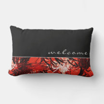 Welkom | Abstracte zwarte en rode Floral