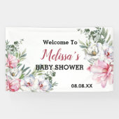 Welkom achtergrond banner magnolia roze wit bloemi (Horizontaal)