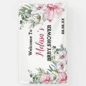 Welkom achtergrond banner magnolia roze wit bloemi (Verticaal)