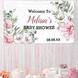 Welkom achtergrond banner magnolia roze wit bloemi