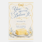 Welkom Acryl Bord Baby Shower 'Boter', (Voorkant)