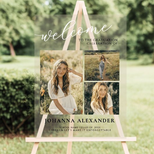 Welkom Acrylic Modern 3 foto's Afstuderen Acryl Bord