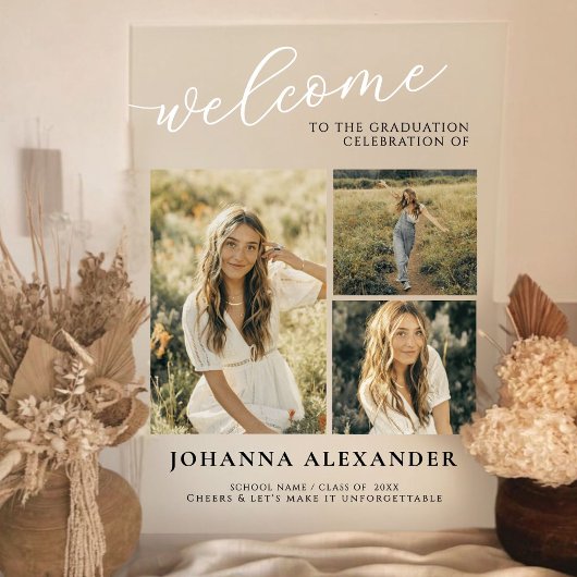 Welkom Acrylic Modern 3 foto's Afstuderen Acryl Bord