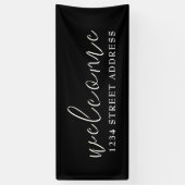 Welkom | Adres | Houseopwarming Spandoek (Verticaal)