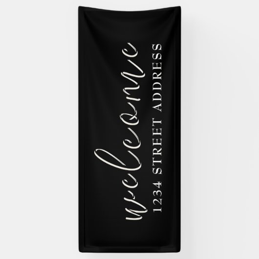 Welkom | Adres | Houseopwarming Spandoek (Verticaal)