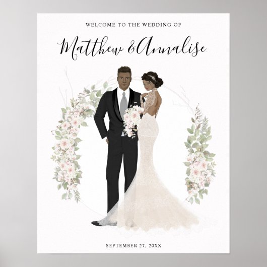 Welkom Afrikaanse Amerikaanse bride en Groom Weddi Poster (Voorkant)