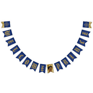 Welkom Afrikaanse Prince Royal Blue & Gold Glitte Vlaggetjes