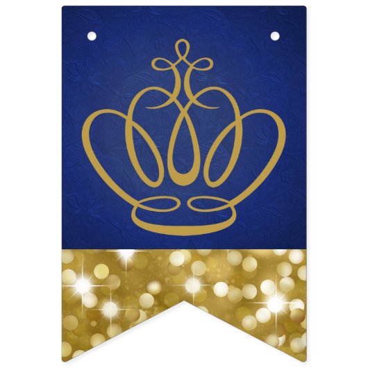 Welkom Afrikaanse Prince| Royal Blue & Gold Glitte Vlaggetjes (Eerste vlag)