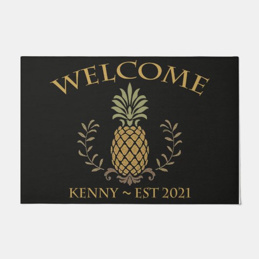 Welkom Ananas mat, Tropische Deurmat (Voorkant)