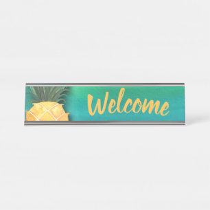 Welkom Ananas Waterverf Stijlvol Kantoor Bureau Naambordje
