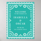 Welkom Aqua Papel Picado Weddenschap Poster (Voorkant)