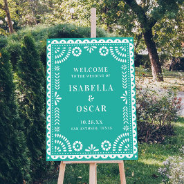 Welkom Aqua Papel Picado Weddenschap Poster