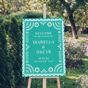 Welkom Aqua Papel Picado Weddenschap Poster