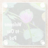 Welkom astel Roze Water Lily Fotoflitser Glazen Onderzetter (Achterkant)