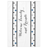 Welkom Azure Blue Silver Black Polka Dots Tafelkleed (Voorkant)