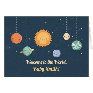 Welkom baby aan wereld zon en planeten ruimte