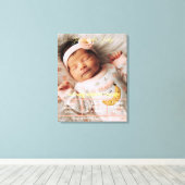 Welkom Baby | Aangepaste foto Pasgeboren statistie Canvas Afdruk (Insitu (Houten vloer))