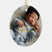 Welkom Baby | Aangepaste foto Pasgeboren statistie Keramisch Ornament (Rechts)