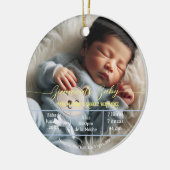 Welkom Baby | Aangepaste foto Pasgeboren statistie Keramisch Ornament (Links)