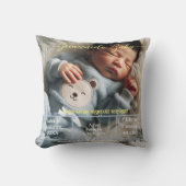 Welkom Baby | Aangepaste foto Pasgeboren statistie Kussen (Voorkant)