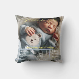 Welkom Baby | Aangepaste foto Pasgeboren statistie Kussen